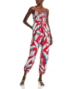 Farm Rio Red Summer Foliage Jumpsuit Summer Foliage Red In Summer Foliage