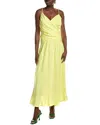 Farm Rio Cross Over Linen-blend Maxi Dress In Yellow