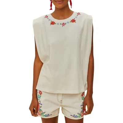 Farm Rio Cross Stitch Flowers Tee