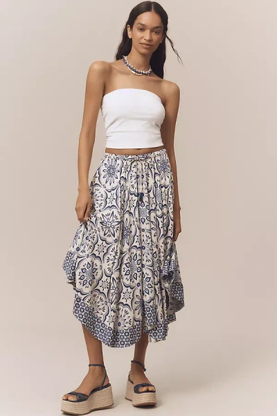 Farm Rio Curved-hem Printed Midi Skirt