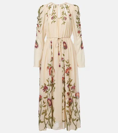 FARM RIO CUTOUT FLORAL MIDI DRESS