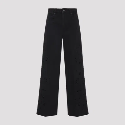Farm Rio Cut-out Richelieu Denim Pants In Black