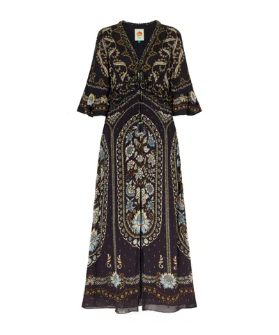Farm Rio Daniela Ruffled Printed Embroidered Crepe Maxi Dress In Multi
