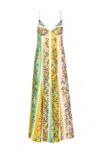 Farm Rio Delicate Floral Stripes Midi Dress