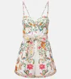 Farm Rio Delicate Forest Printed Linen Romper In Multi