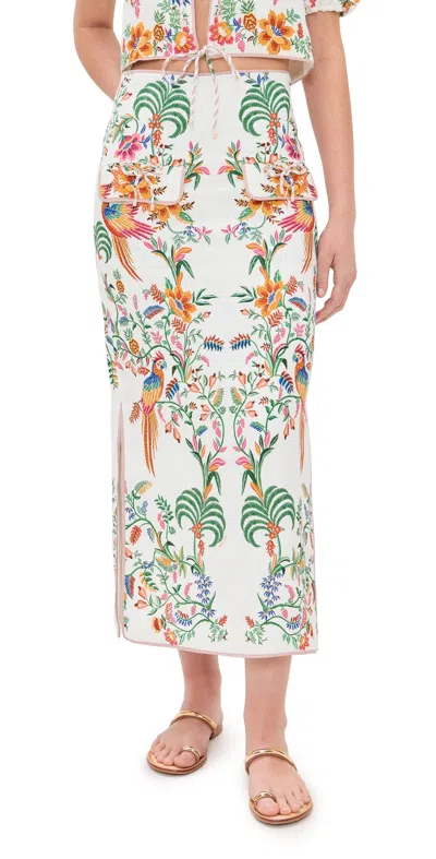 Farm Rio Delicate Forest Midi Skirt Delicate Forest Scarves Off White