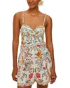 Farm Rio Delicate Forest Off White Linen Romper Swim Cover-up