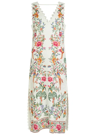 Farm Rio Delicate Forest Printed Linen Maxi Dress