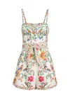 Farm Rio Delicate Forest Printed Linen Romper In Multi