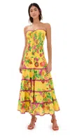 Farm Rio Delicate Fruit Garden Yellow Smocked Maxi Dress Delicate Fruit Garden Yellow In Delicate Fruit Garden Yellow
