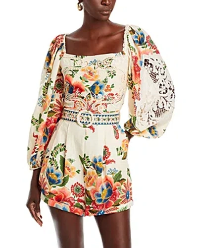 Farm Rio Delicate Garden Romper In Multicolor