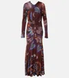 Farm Rio Floral Midi Dress In Brown