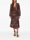 Farm Rio Brown Delicate Garden Midi Dress In Multi