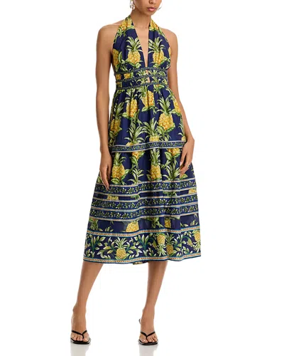 Farm Rio Delicate Pineapple Dress In Blue