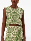 Farm Rio Delicate Tapestry Linen-blend Top In Multi