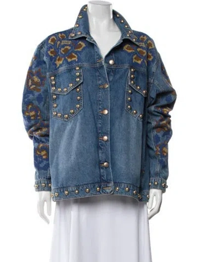 Pre-owned Farm Rio Denim Jacket W/ Tags In Blue