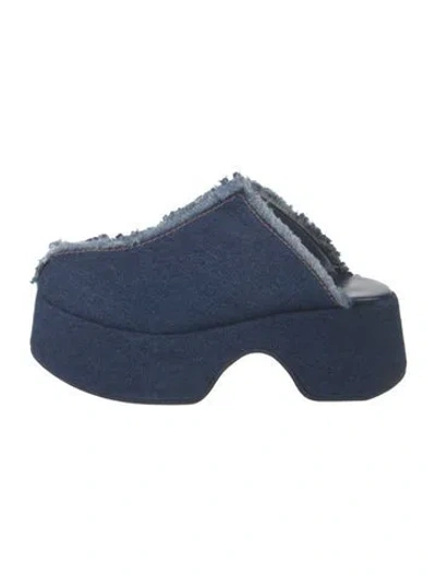 Pre-owned Farm Rio Denim Mules In Blue