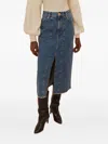 Farm Rio Denim Panelled Midi Skirt In Blue