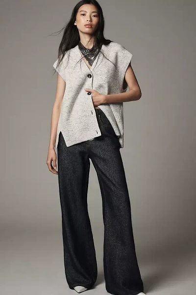 Farm Rio Denim Shine High-rise Wide-leg Jeans In Blue