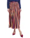 Farm Rio Diagonal Stripes Multicolor Pleated Maxi Skirt In Animal Print