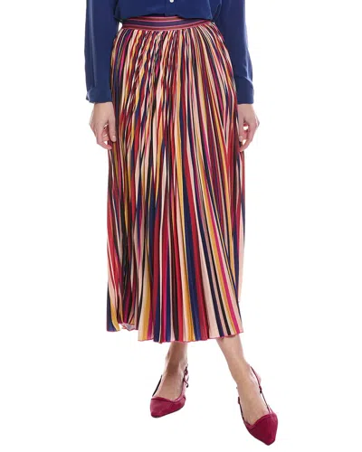 Farm Rio Diagonal Stripes Multicolor Pleated Maxi Skirt In Animal Print