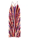 Farm Rio Diagonal-stripes Pleated Midi Dress