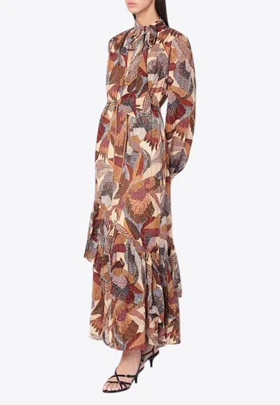 FARM RIO DOTTED MACAWS PRINTED MAXI DRESS