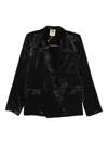 Farm Rio Double-breasted Blazer In Black