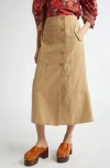 Farm Rio Double Breasted Midi Skirt In Brown