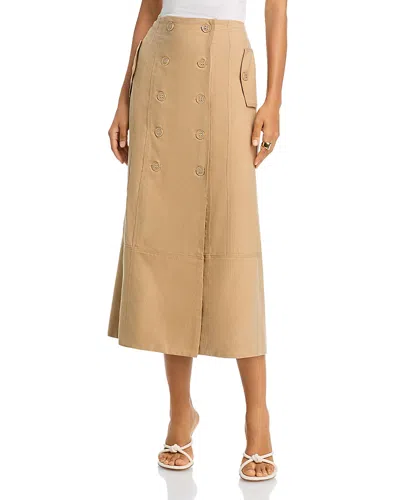 Farm Rio Double Breasted Midi Skirt In Brown