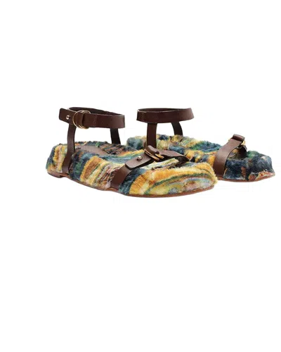 Farm Rio Double Loop Buckle Leather Flat In Multi
