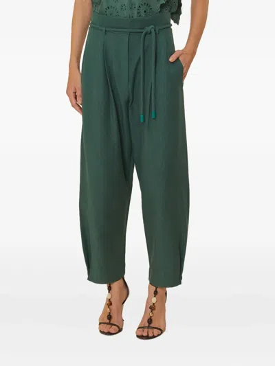 Farm Rio Drawstring Pleated Trousers In Green