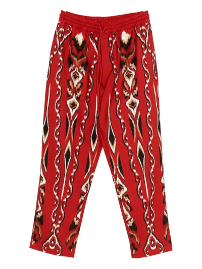 Farm Rio Drawstring-waist Patterned Trousers In Red
