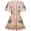 Farm Rio Dream Garden Pink Mini Dress With Belt In Pink