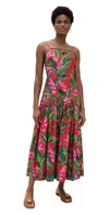 Farm Rio Dream Garden Strappy Back Linen Blend Maxi Dress In Dream Garden Red