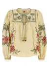Farm Rio Cream Linen Blend Blouse In Neutral