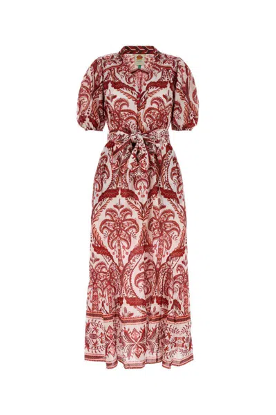 Farm Rio Off-white Tropical Cameo Belted Maxi Dress In Tropical Cameo Off-white