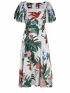 Farm Rio Midnight Mccaw Fiesta Floral Linen Blend Midi Dress In White