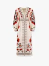 Farm Rio Cotton Dress With Multicolor Print In Beige