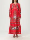 Farm Rio Sweet Bloom Long Sleeve Linen Blend Tiered Maxi Dress