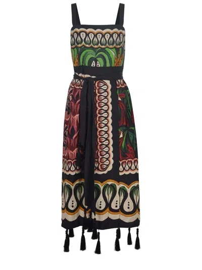 Farm Rio Coconut Tree Flow Dress In Black