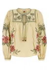 Farm Rio Cream Linen Blend Blouse In Neutral