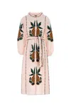 Farm Rio Pastel Pink Linen Blend Dress In Pink