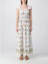 Farm Rio Off-white Tropical Porcelain Organic Cotton Maxi Dress In Multi