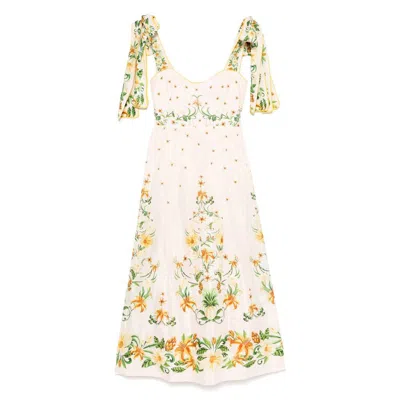 Farm Rio Botanical Beauty Midi Dress In White