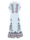 Farm Rio Embroidered Puff-sleeve Maxi Dress In Multi