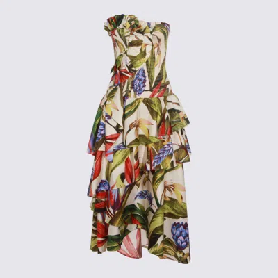 Farm Rio Florart Strapless High Low Cotton Dress In Multi