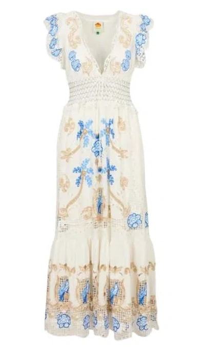 Farm Rio Romantic Dress In Beige