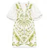 Farm Rio Milani Off White Linen Mini Dress In Multicolor