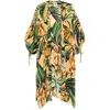 Farm Rio Bananart Printed Long Kimono In Yellow